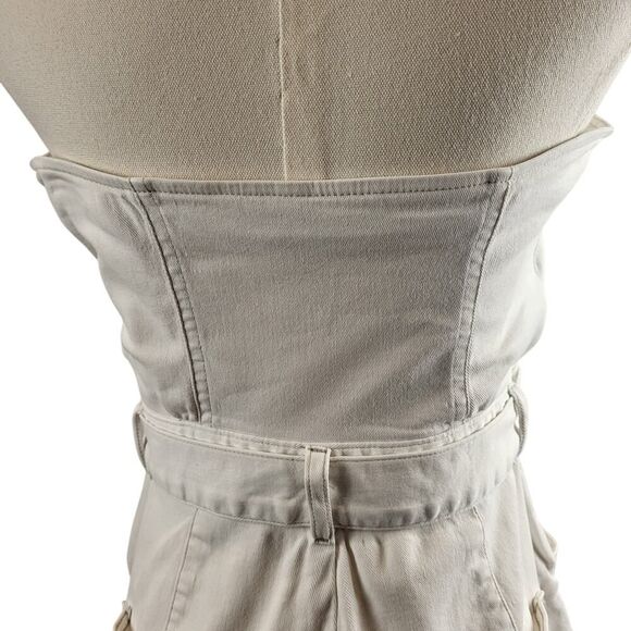 Marissa Webb Size 8 White Cotton Jumpsuit RTR Strapless Belted Button Front - Picture 9 of 12